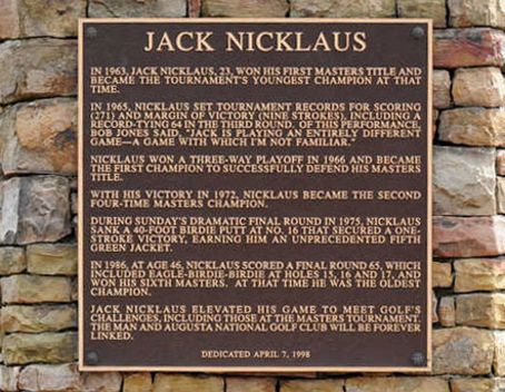 Jack Nicklaus plaque at Augusta National